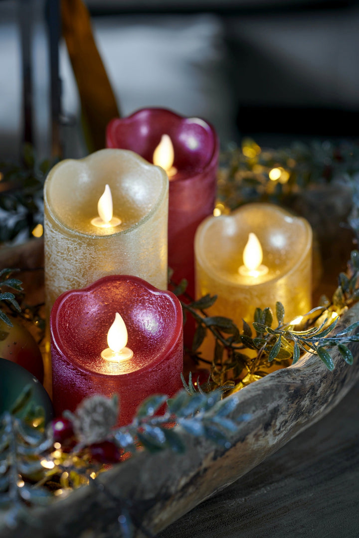 Led Waving Candle Wax Wave Top Bo Indoor Mix Christmas Red/Warm White D.7.5Cm X H.15Cm - Christmas Lights - Windyridge Garden Centre