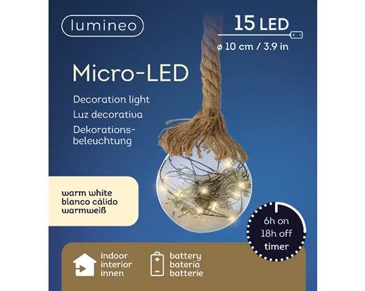 Micro LED ball steady BO indoor transparent/warm white D.10cm