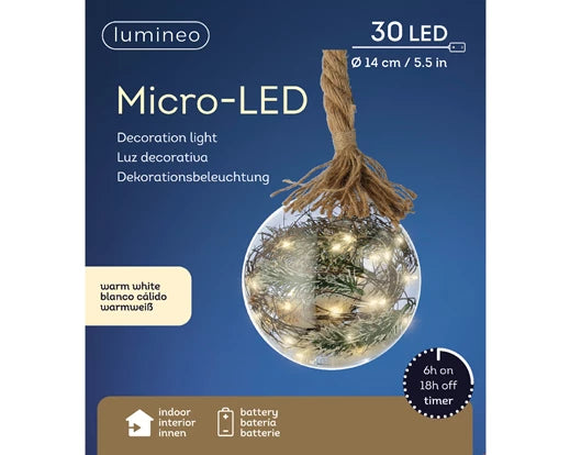 Micro LED ball steady BO indoor transparent/warm white D.14cm