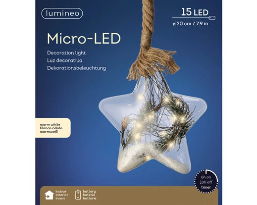 Micro LED star steady BO indoor transparent/warm white D.20cm