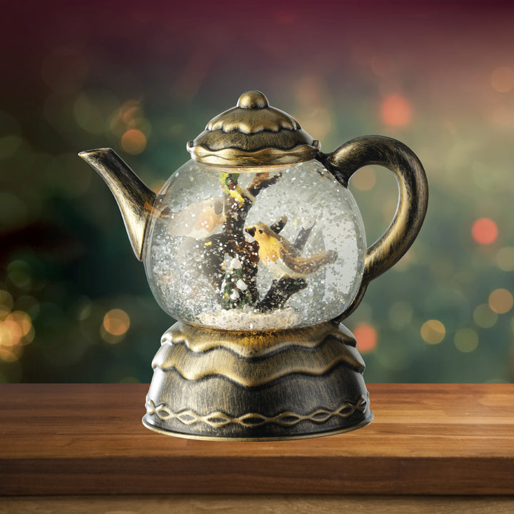 LED water spinner plastic teapot with motion Battery-operated indoor gold/warm white L.12cm x W.18cm x H.18cm