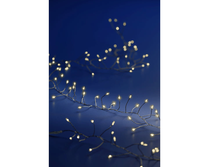 Micro LED Compact Lights Steady Battery-Operated Indoor Silver/Warm White L.120cm
