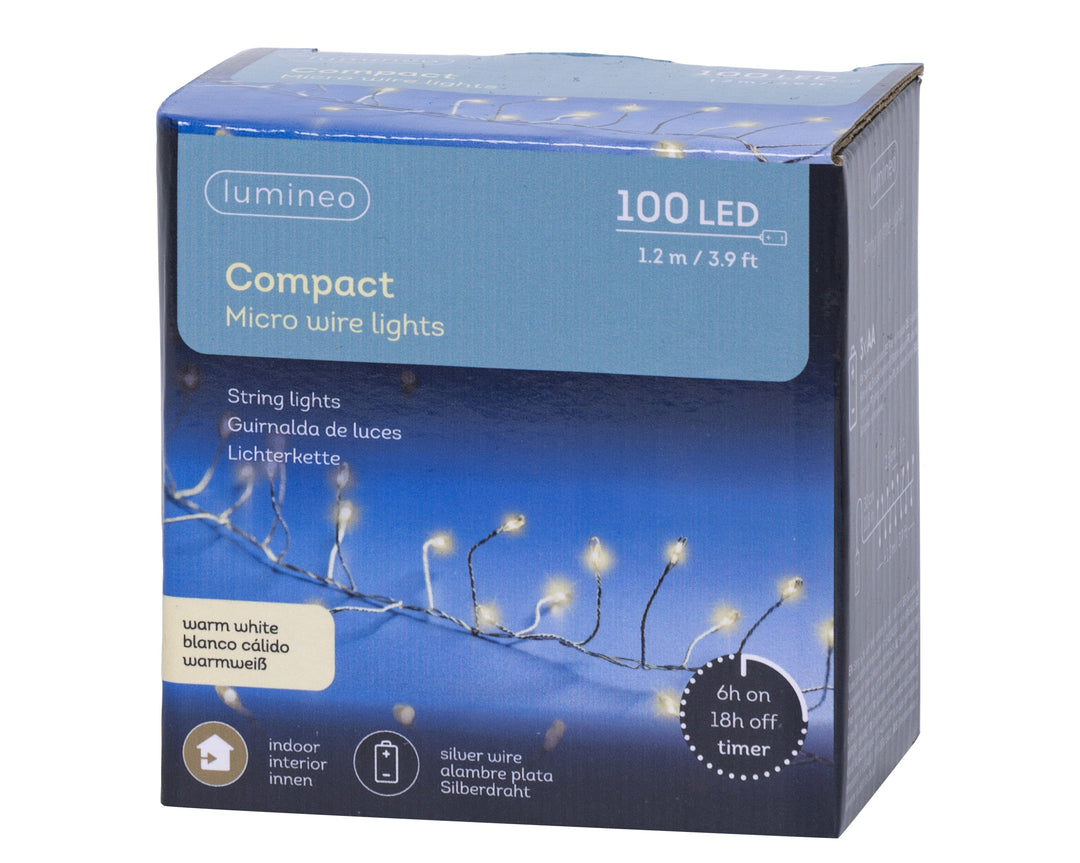 Micro LED Compact Lights Steady Battery-Operated Indoor Silver/Warm White L.120cm