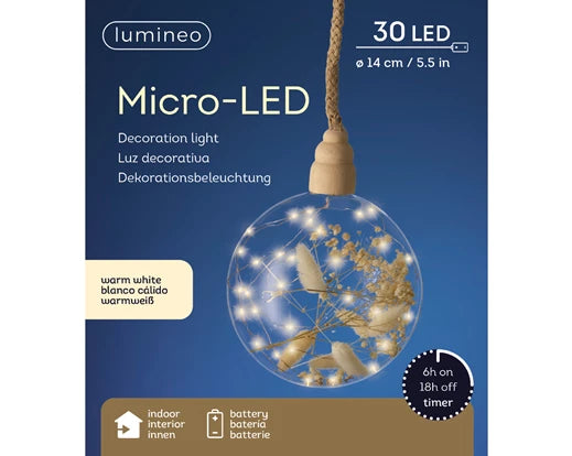 Micro LED ball  dia14cm   -   transparent/classic warm