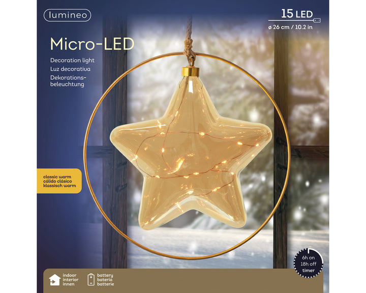 Micro Led Star Steady Bo Indoor Amber/Classic Warm Dia26Cm X L.6.5Cm - Christmas Lights - Windyridge Garden Centre