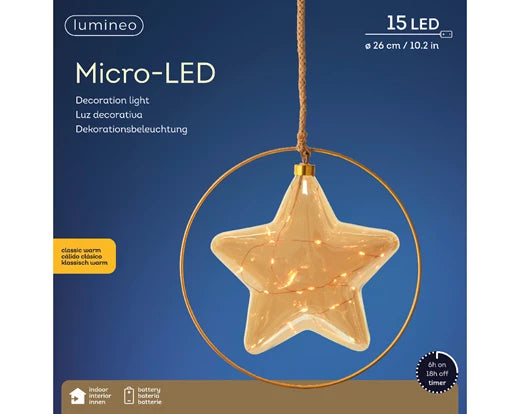 Micro LED star steady BO indoor amber/clic warm D.26cm