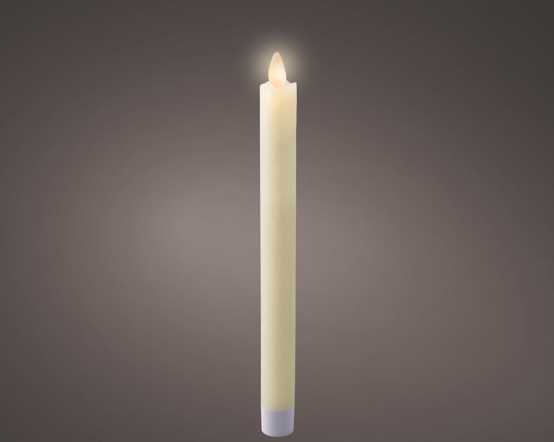 Led Waving Dinner Candle Wax Flat Top Steady Bo Indoor Cream/Warm White Dia2.1Cm X H.24.5Cm - Christmas Lights - Windyridge Garden Centre
