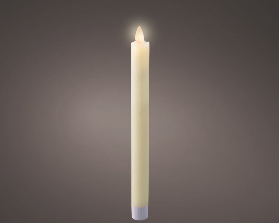 Led Waving Dinner Candle Wax Flat Top Steady Bo Indoor Cream/Warm White Dia2.1Cm X H.24.5Cm - Christmas Lights - Windyridge Garden Centre