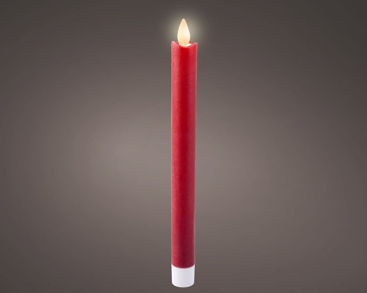 Led Waving Dinner Candle Wax Flat Top Steady Bo Indoor Christmas Red/Warm White Dia2.1Cm X H.24.5Cm - Christmas Lights - Windyridge Garden Centre