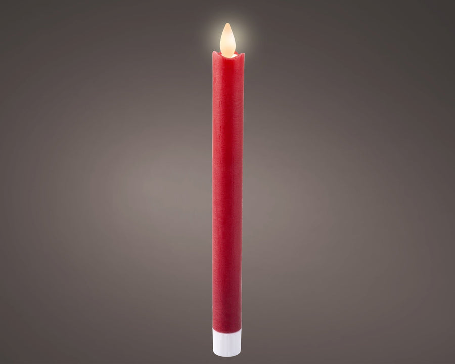 Led Waving Dinner Candle Wax Flat Top Steady Bo Indoor Christmas Red/Warm White Dia2.1Cm X H.24.5Cm - Christmas Lights - Windyridge Garden Centre