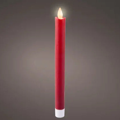LED waving dinner candle wax flat top steady BO indoor christmas red/warm white dia2.1cm x H.24.5cm