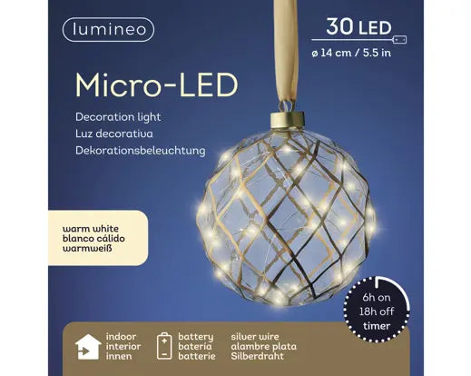 Micro LED ball steady Battery-operated indoor clear/warm white D.14cm