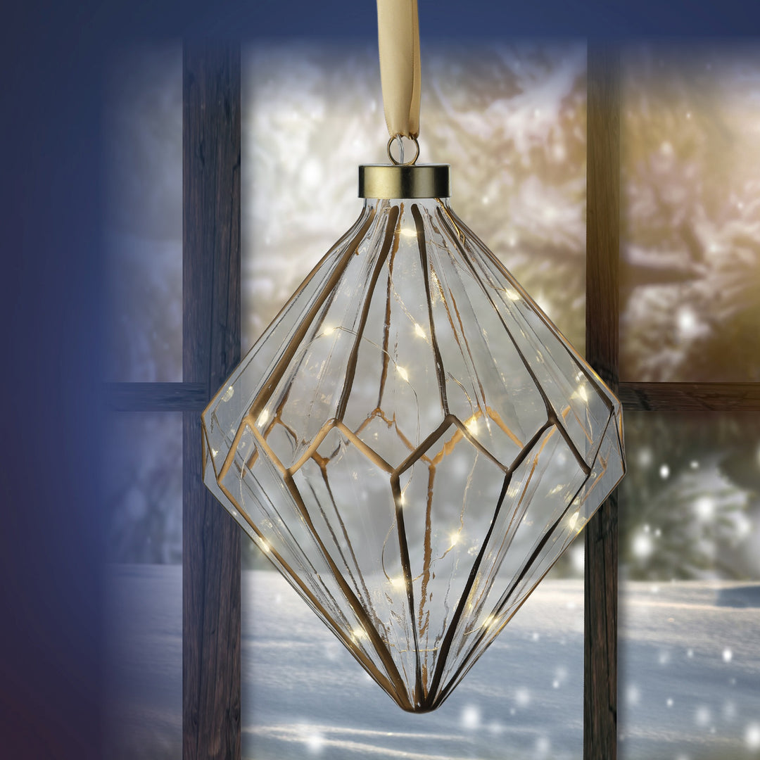 Micro LED diamond steady Battery-operated indoor clear/warm white D.16cm x H.20cm
