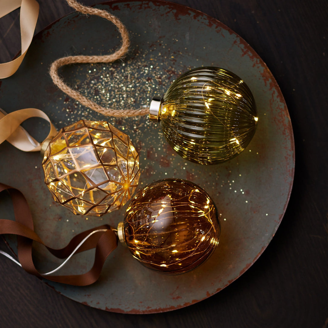 Micro Led Ball Steady Bo Indoor Brown/Warm White D.10Cm - Christmas Lights - Windyridge Garden Centre