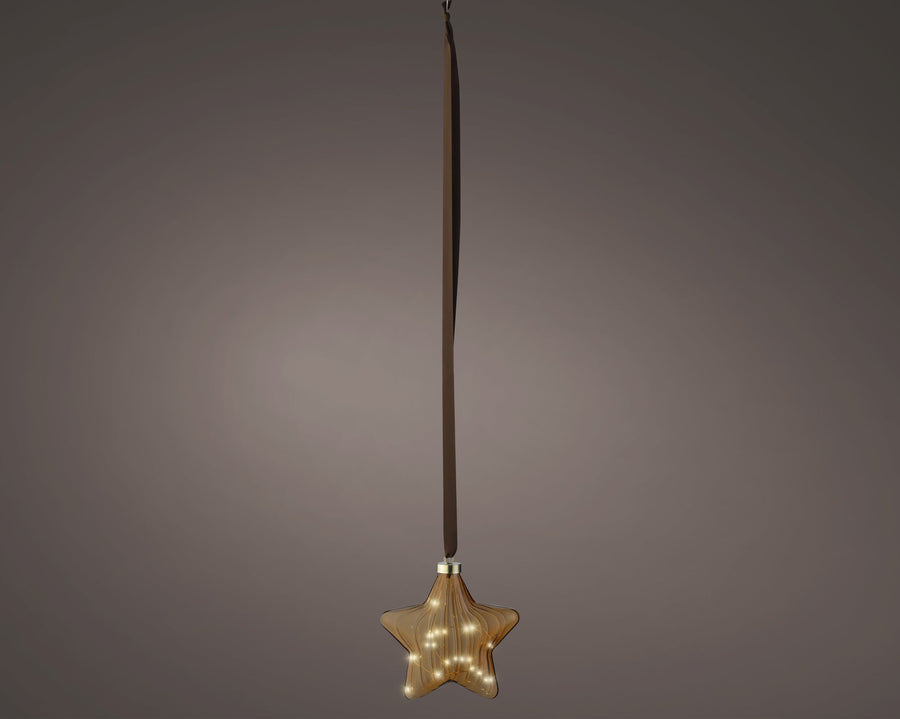 Micro Led Star Steady Bo Indoor Brown/Warm White L.6.5Cm X W.20Cm X H.20Cm - Christmas Lights - Windyridge Garden Centre