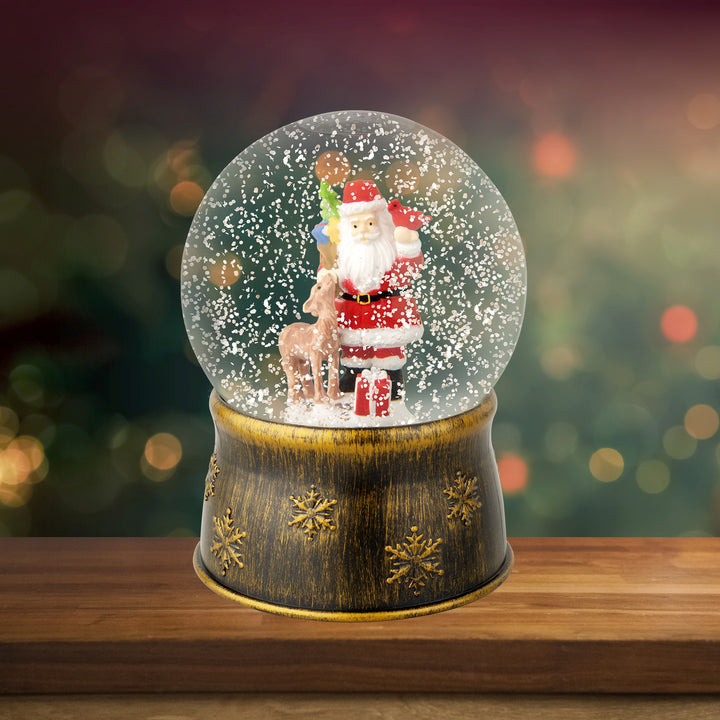 LED snowglobe plastic snowglobe with motion Battery-operated indoor gold/warm white D.13cm x H.17.5cm