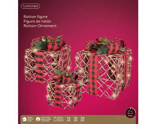 LED giftbox rattan steady BO indoor brown/warm white M