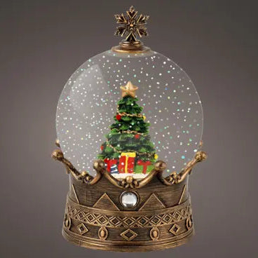 LED snowglobe plastic steady BO indoor gold/warm white D.12.5cm x H.19cm