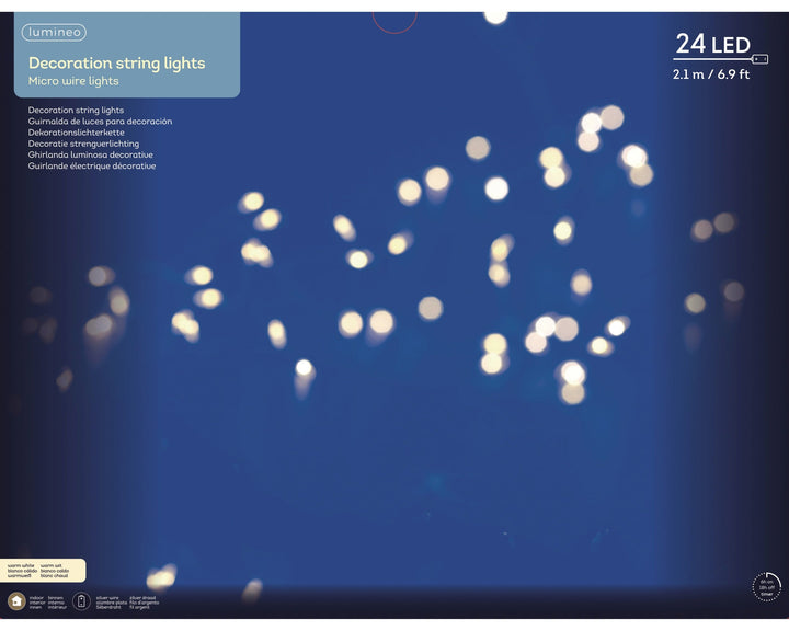 Micro Led Deco String Lights Plywood Steady Bo Indoor 3Ass Fsc 100% Assorted/Warm White L.210Cm X W.1Cm X H.5Cm - Christmas Lights - Windyridge Garden Centre