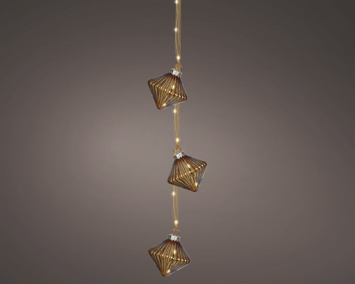 Micro Led Bundle Steady Bo Indoor Brown/Warm White L.5.7Cm X W.5.7Cm X H.28Cm - Christmas Lights - Windyridge Garden Centre