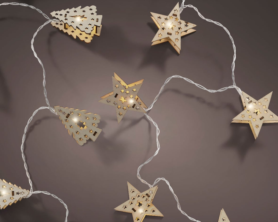 Led Stringlights Steady Bo Indoor 2Ass Natural/Warm White L.135Cm X W.6Cm X H.4.3Cm - Christmas Lights - Windyridge Garden Centre