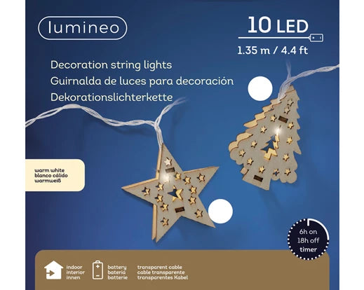 LED stringlights steady BO indoor 2ass natural/warm white L.135cm x W.6cm x H.4.3cm