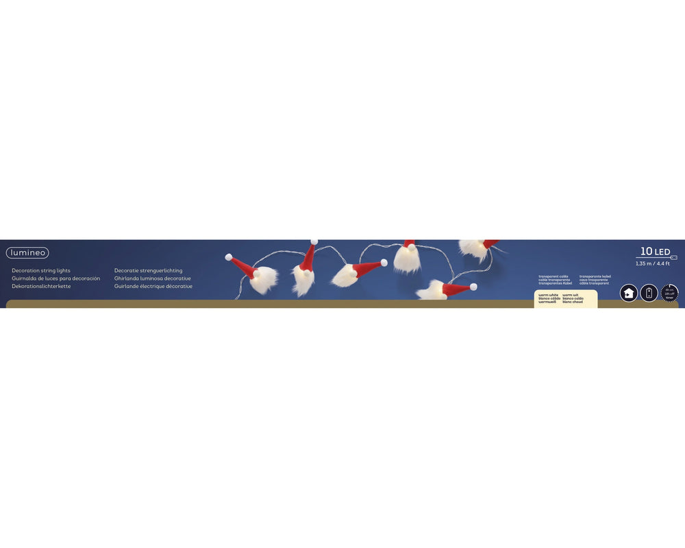 Led Deco String Lights Fabric House Steady Bo Indoor Red/Warm White L.135Cm - Christmas Lights - Windyridge Garden Centre