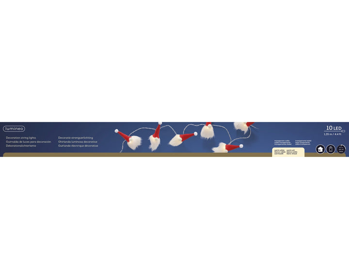 Led Deco String Lights Fabric House Steady Bo Indoor Red/Warm White L.135Cm - Christmas Lights - Windyridge Garden Centre