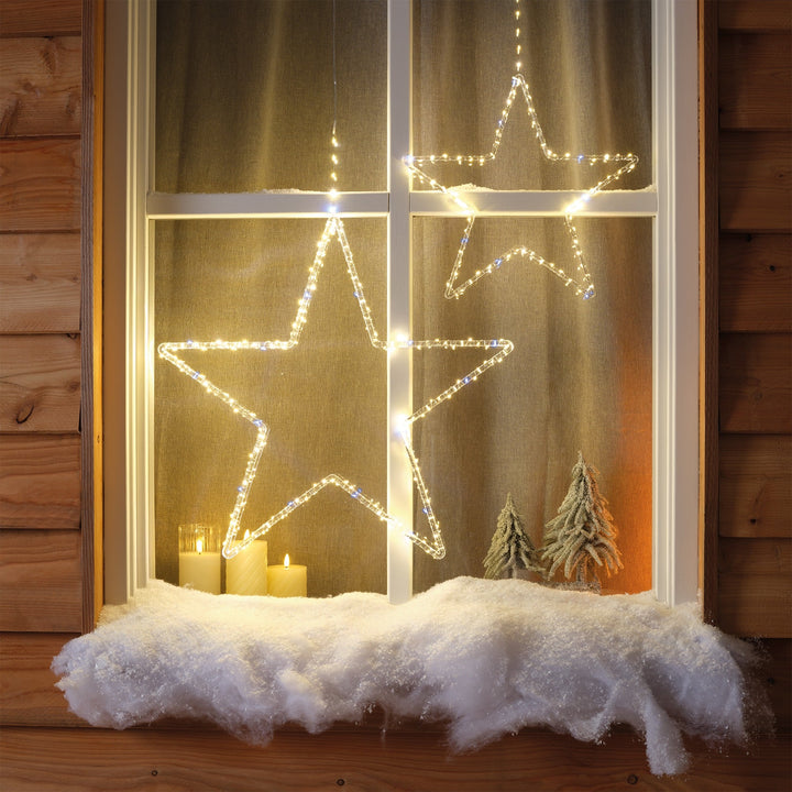 Micro Led Frame Light Plastic Star Steady Bo Outdoor Transparent/Warm White L.1Cm X W.60Cm X H.58Cm - Christmas Lights - Windyridge Garden Centre