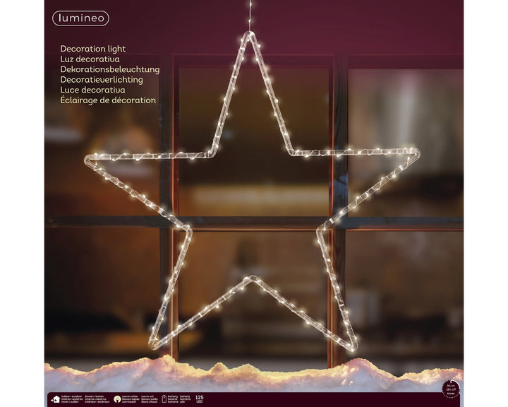 Micro Led Frame Light Plastic Star Steady Bo Outdoor Transparent/Warm White L.1Cm X W.60Cm X H.58Cm - Christmas Lights - Windyridge Garden Centre