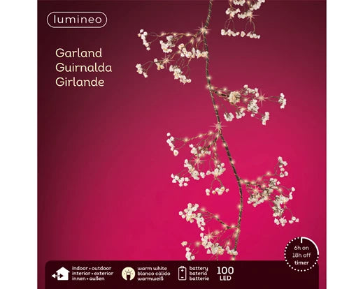 Micro LED garland pvc white flower  H120cm