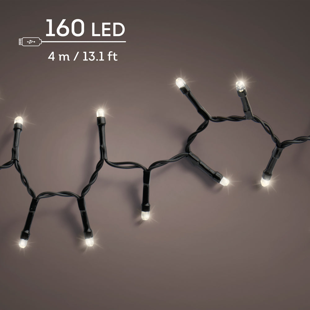 Rechargeable warm white LED DuraCharge compact Christmas lights, 4m string, alternate view