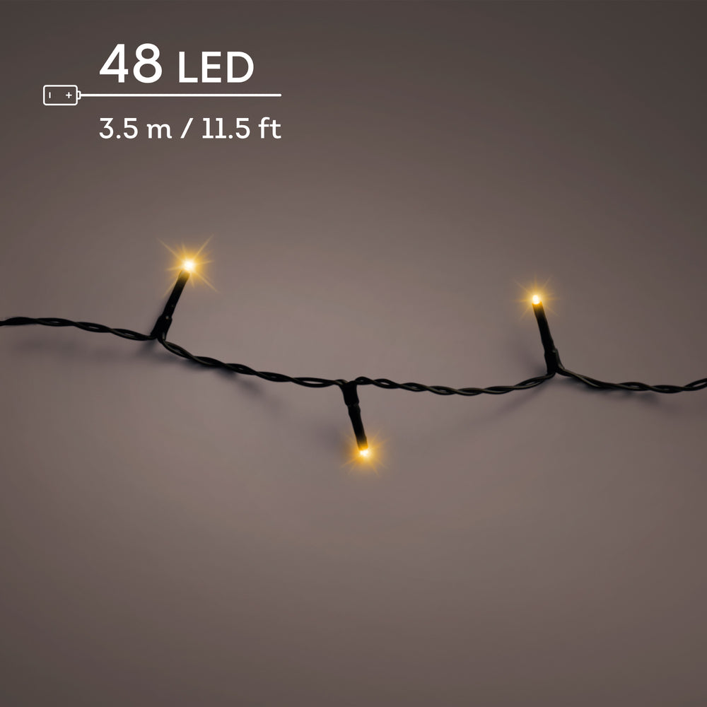 Classic warm white LED Durawise battery-operated Christmas lights, 3.5m string, alternate view