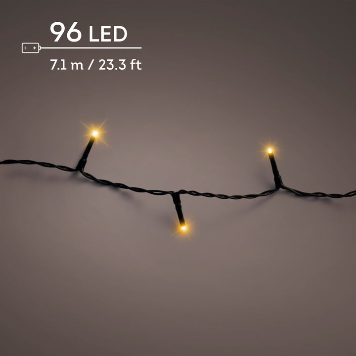 Classic warm white LED Durawise battery-operated Christmas lights, 7.1m string, alternate view