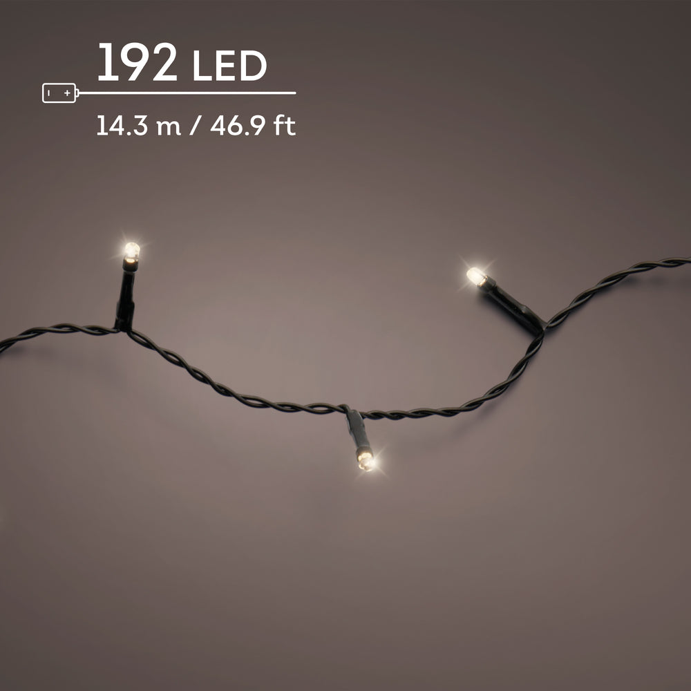 Warm white LED Durawise battery-operated Christmas lights, 14.3m string, alternate view