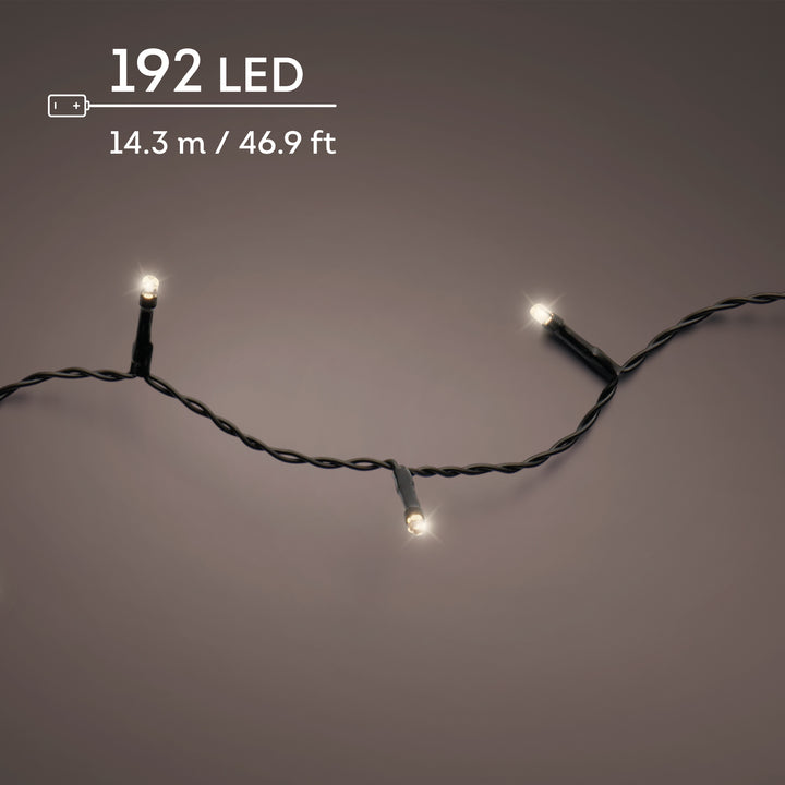 Warm white LED Durawise battery-operated Christmas lights, 14.3m string, alternate view