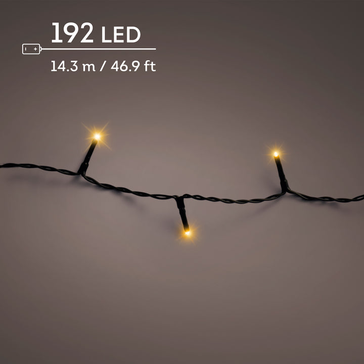 Classic warm white LED Durawise battery-operated Christmas lights, 14.3m string, alternate view