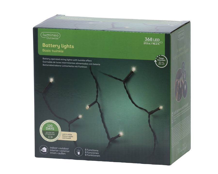 Led Durawise Basic Lights 8 Function Twinkle Effect Bo Outdoor Black/Warm White L.2750Cm - Christmas Lights - Windyridge Garden Centre