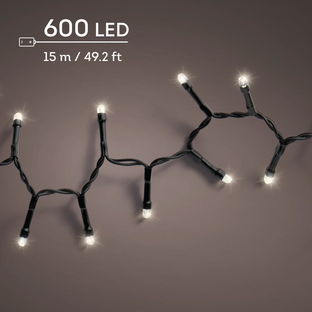 Warm white LED Durawise compact battery-operated Christmas lights, 15m string, alternate view