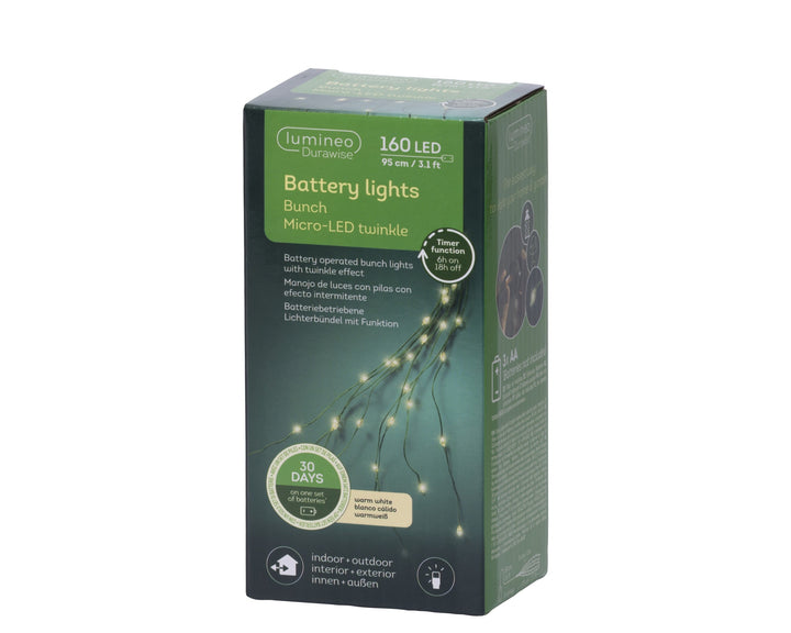 Battery-operated micro LED Durawise bunch lights, 95cm