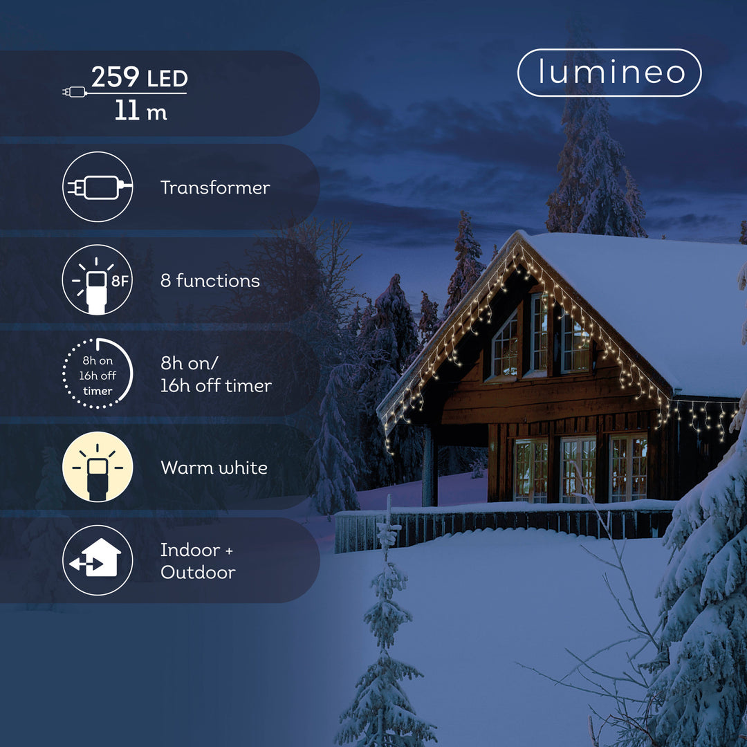 LED icicle lights Plug-in white/warm white L.1100cm