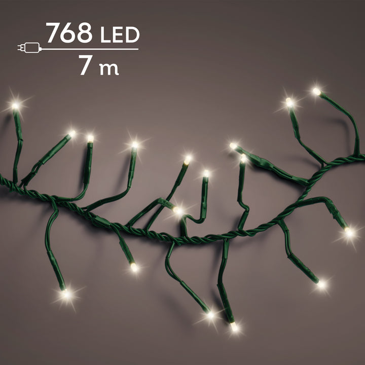 Warm white LED cluster Christmas tree lights, 7m plug-in string, alternate view