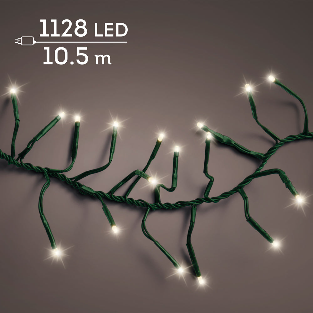 Warm white LED cluster Christmas tree lights, 10.5m plug-in string, alternate view