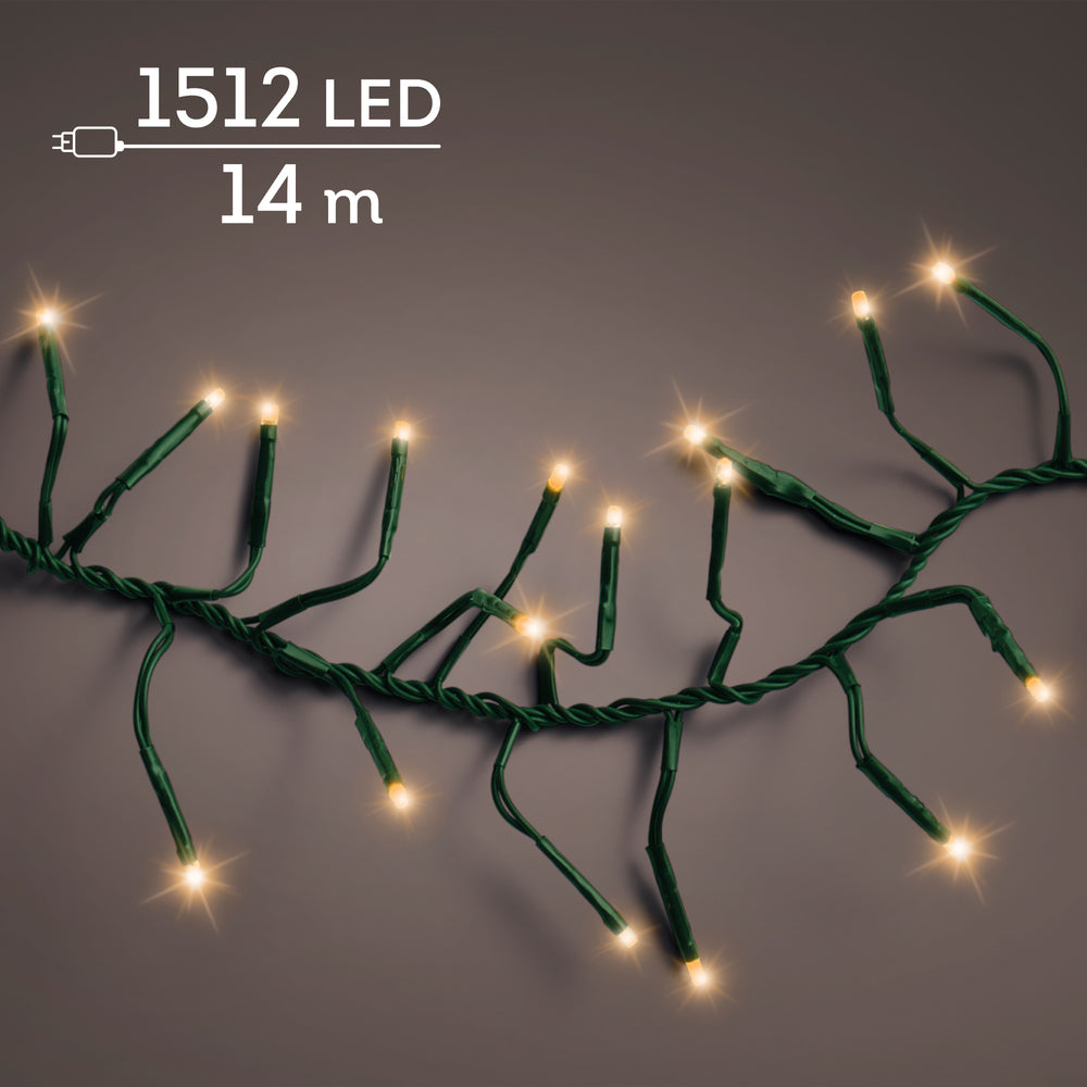 Classic warm white LED cluster Christmas tree lights, 13.5m plug-in string, alternate view