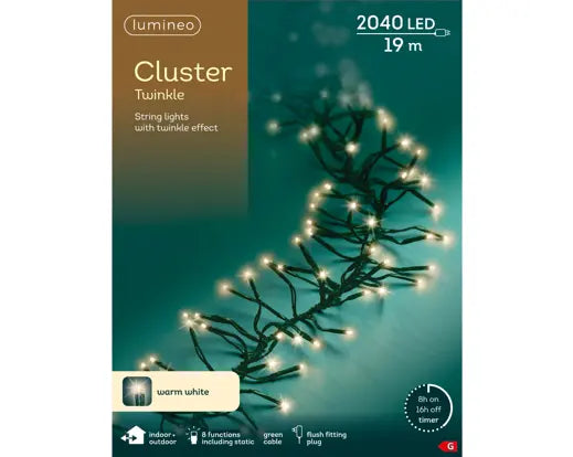 LED Cluster Lights Warm White 1900cm (Plug-in)