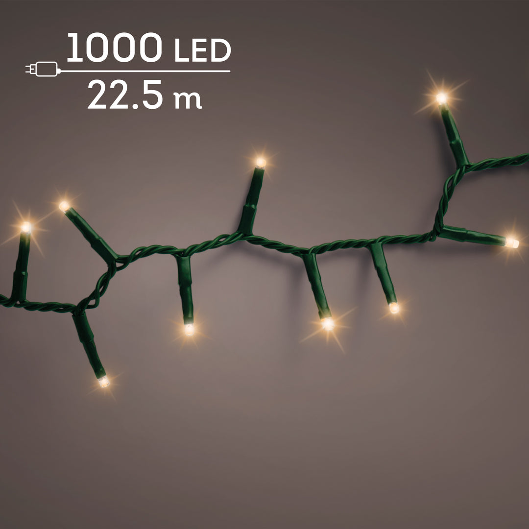 Classic warm white LED compact Christmas tree lights, 22.5m plug-in string, alternate view