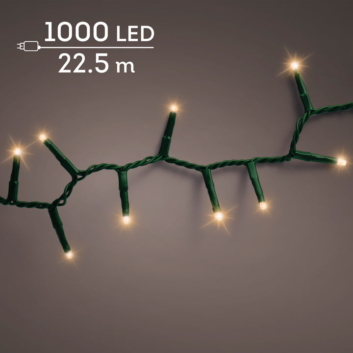 Classic warm white LED compact Christmas tree lights, 22.5m plug-in string, alternate view