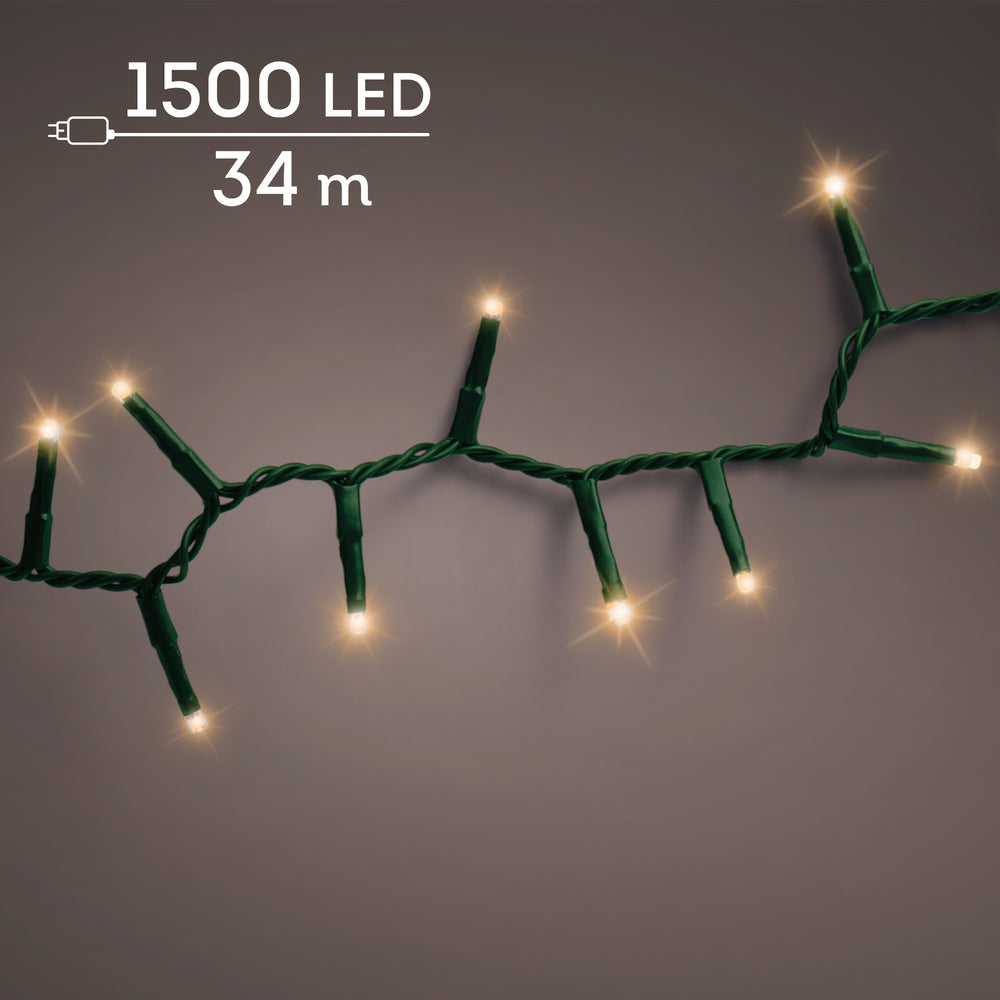 Classic warm white LED compact Christmas tree lights, 34m plug-in string, alternate view