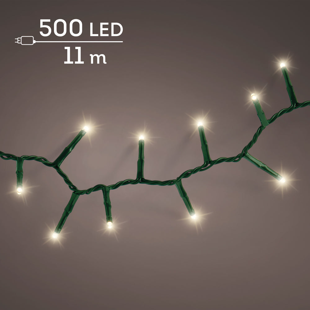 Warm white LED compact Christmas tree lights, 11m plug-in string, alternate view
