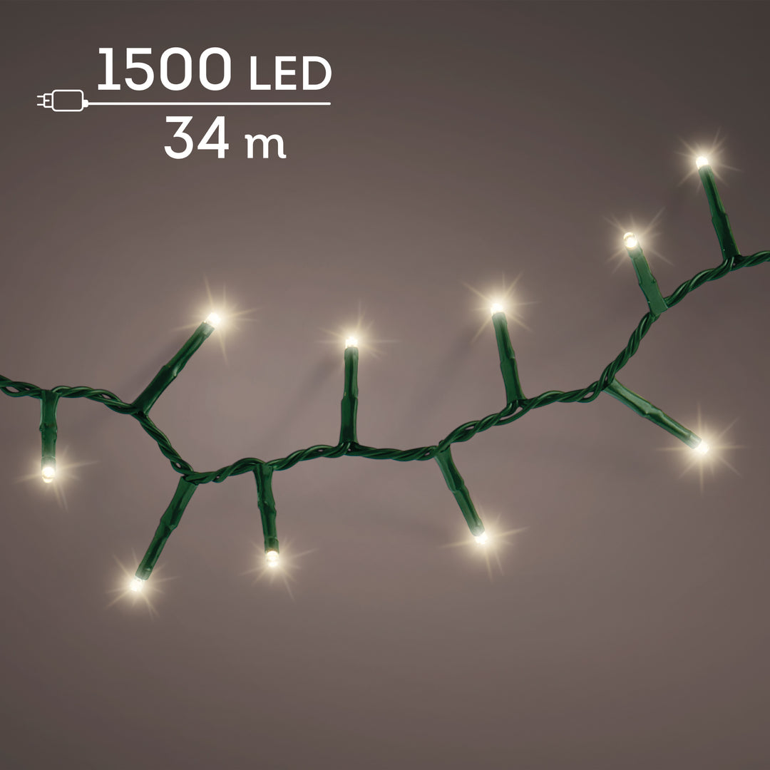 Warm white LED compact Christmas tree lights, 34m plug-in string, alternate view